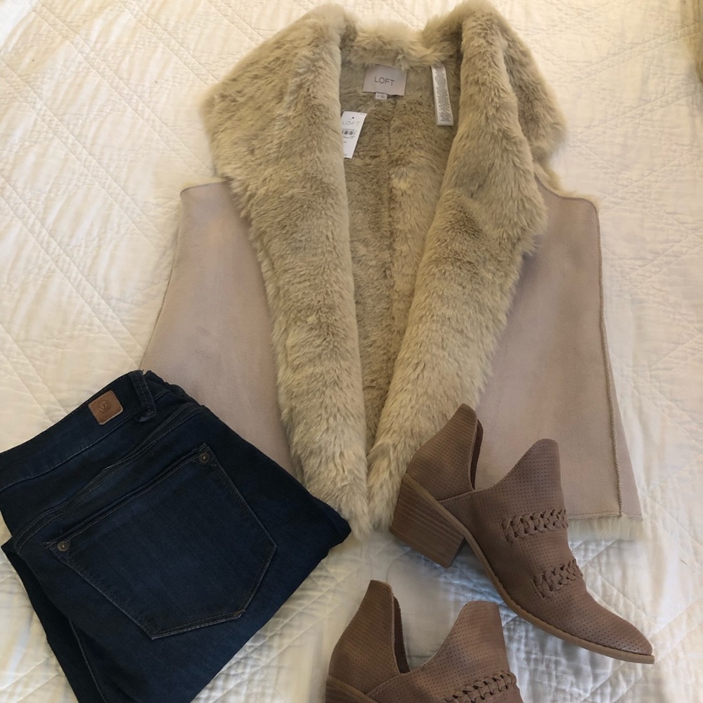 LOFT Faux fur and suede vest